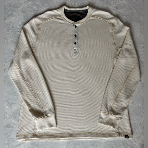 Eddie Bauer Sweatshirt Cream Henley Shirt Men’s Favourite Thermal Cotton Size L - Picture 2 of 12